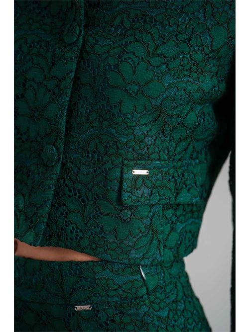 Giacca cropped in pizzo Nualy | I25N2234VERDE BOSCO